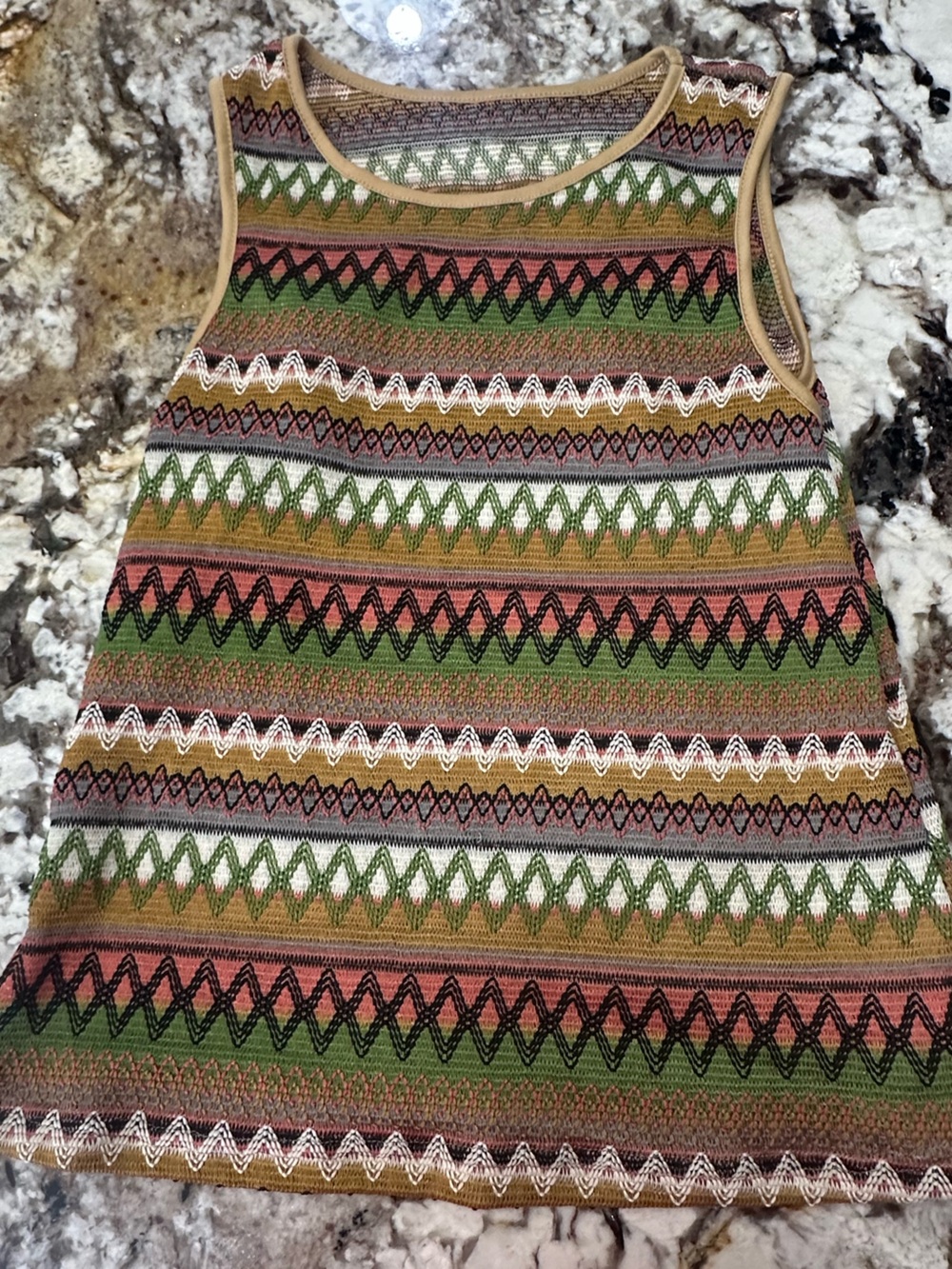 Striped Knit Tank Top in Olive, Rust, Cream